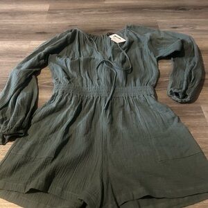 Green Long Sleeve Romper